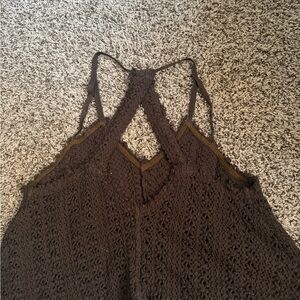 Brown Crochet Halter Top